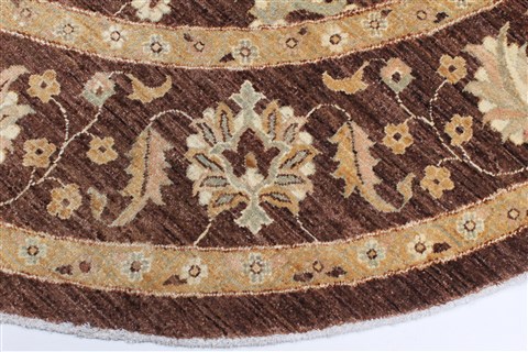 Chobi Brown Round Hand Knotted 82 X 84 Area Rug 250-26342 Image 5