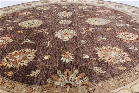 Chobi Brown Round Hand Knotted 80 X 81 Area Rug 250-26345 Image 2