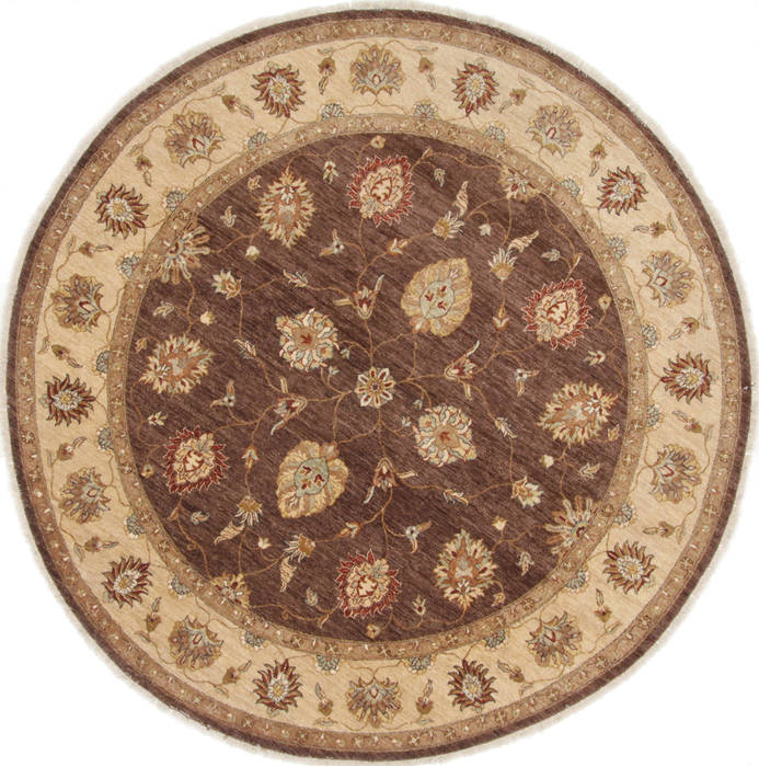 Chobi Brown Round Hand Knotted 80 X 81 Area Rug 250-26345 Image 0