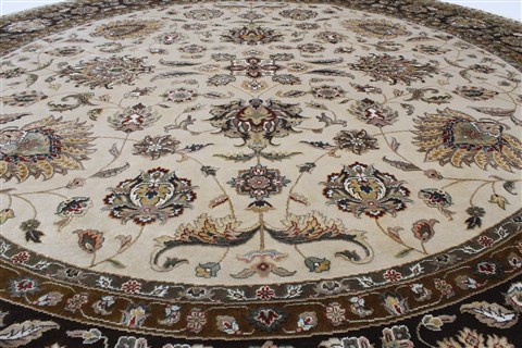 Tabriz Beige Round Hand Knotted 79 X 79 Area Rug 250-26347 Image 4