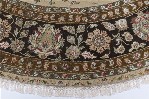 Tabriz Beige Round Hand Knotted 79 X 79 Area Rug 250-26347 Image 5