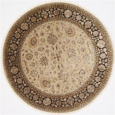 Tabriz Beige Round Hand Knotted 79 X 79 Area Rug 250-26347 Image 0