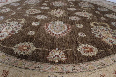 Chobi Brown Round Hand Knotted 711 X 711 Area Rug 250-26349 Image 2