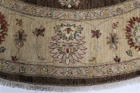 Chobi Brown Round Hand Knotted 711 X 711 Area Rug 250-26349 Image 3