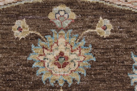 Chobi Brown Round Hand Knotted 711 X 711 Area Rug 250-26349 Image 6