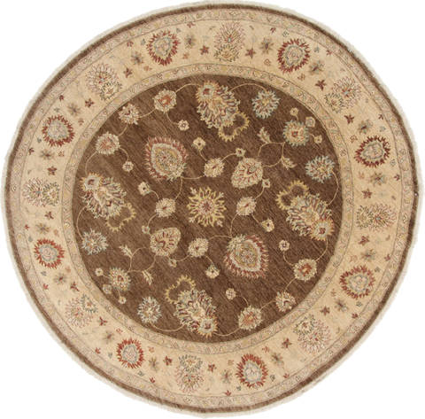 Chobi Brown Round Hand Knotted 711 X 711 Area Rug 250-26349 Image 0