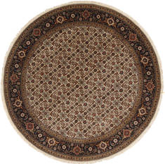Indian Herati Beige Round 7 to 8 ft Wool Carpet 26353