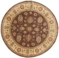 Pakistani Chobi Brown Round 7 to 8 ft Wool Carpet 26355
