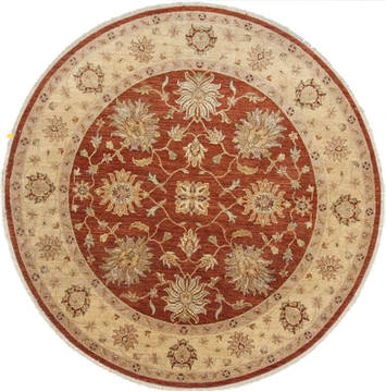 Chobi Brown Round Hand Knotted 7'11" X 8'0"  Area Rug 250-26360