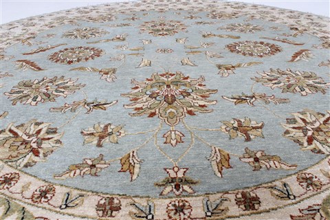Chobi Blue Round Hand Knotted 82 X 82 Area Rug 250-26366 Image 4