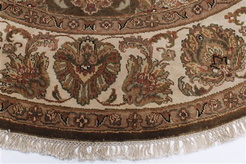 Kashan Beige Round Hand Knotted 80 X 80 Area Rug 250-26375 Image 4