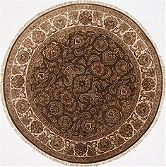 Indian Kashan Beige Round 7 to 8 ft Wool Carpet 26375