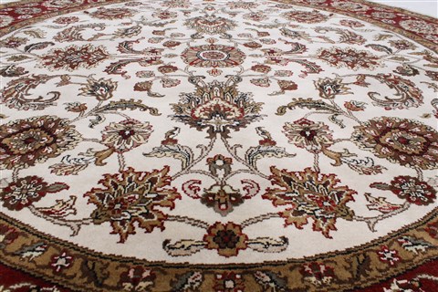 Kashan Beige Round Hand Knotted 711 X 711 Area Rug 250-26378 Image 4