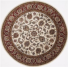 Indian Kashan Beige Round 7 to 8 ft Wool Carpet 26378