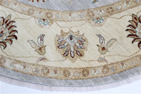 Ziegler Beige Round Hand Knotted 80 X 80 Area Rug 250-26381 Image 4