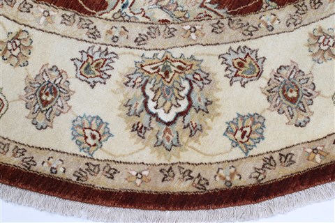 Chobi Brown Round Hand Knotted 711 X 711 Area Rug 250-26386 Image 5