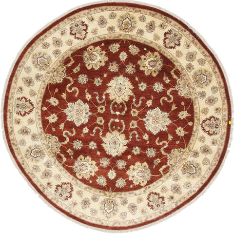 Chobi Brown Round Hand Knotted 711 X 711 Area Rug 250-26386 Image 0