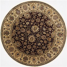 Indian Kashan Beige Round 7 to 8 ft Wool Carpet 26387