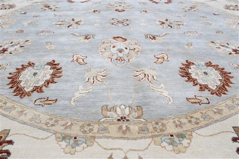 Chobi Blue Round Hand Knotted 80 X 80 Area Rug 250-26388 Image 3