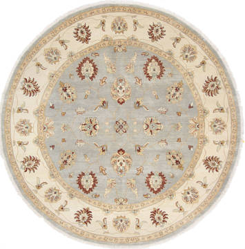 Indian Chobi Blue Round 7 to 8 ft Wool Carpet 26388