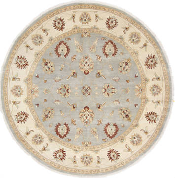 Chobi Blue Round Hand Knotted 8'0" X 8'0"  Area Rug 250-26388