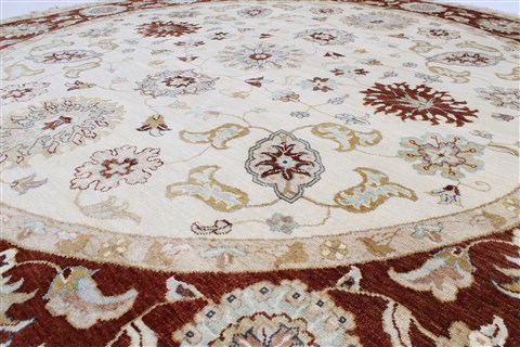 Chobi Beige Round Hand Knotted 711 X 80 Area Rug 250-26389 Image 2