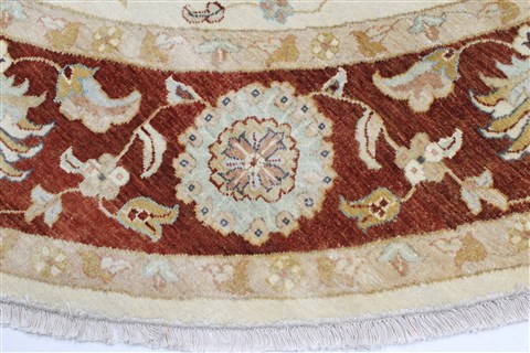 Chobi Beige Round Hand Knotted 711 X 80 Area Rug 250-26389 Image 3
