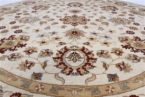 Chobi Beige Round Hand Knotted 711 X 711 Area Rug 250-26398 Image 2