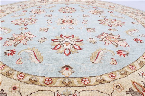 Chobi Beige Round Hand Knotted 76 X 76 Area Rug 250-26400 Image 2