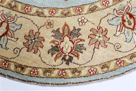 Chobi Beige Round Hand Knotted 76 X 76 Area Rug 250-26400 Image 3