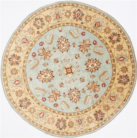 Chobi Beige Round Hand Knotted 76 X 76 Area Rug 250-26400 Image 0