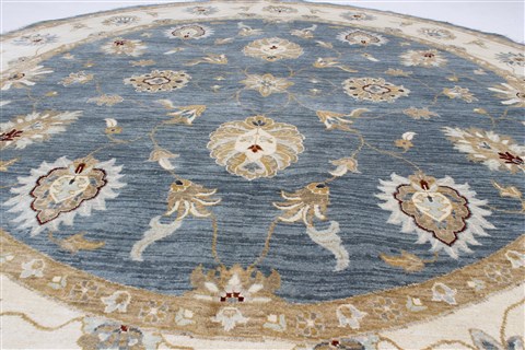 Chobi Beige Round Hand Knotted 80 X 81 Area Rug 250-26402 Image 2