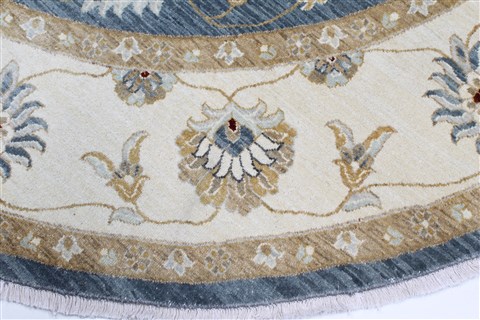 Chobi Beige Round Hand Knotted 80 X 81 Area Rug 250-26402 Image 3