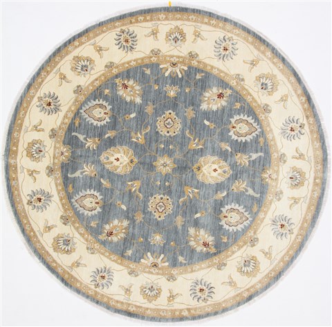 Chobi Beige Round Hand Knotted 80 X 81 Area Rug 250-26402 Image 0