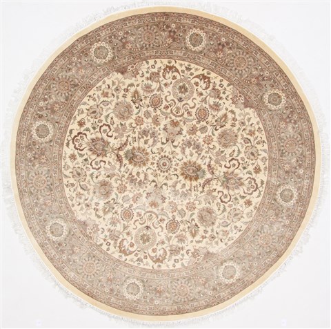 Tabriz Beige Round Hand Knotted 80 X 81 Area Rug 250-26403 Image 0