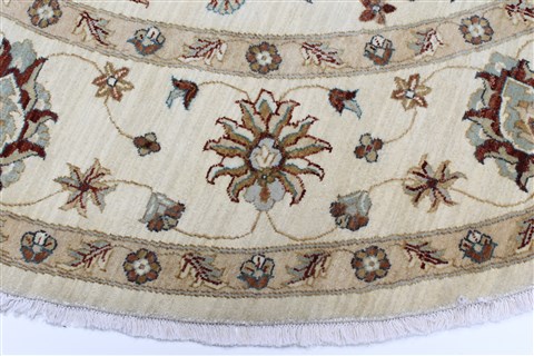 Chobi Beige Round Hand Knotted 80 X 82 Area Rug 250-26434 Image 4