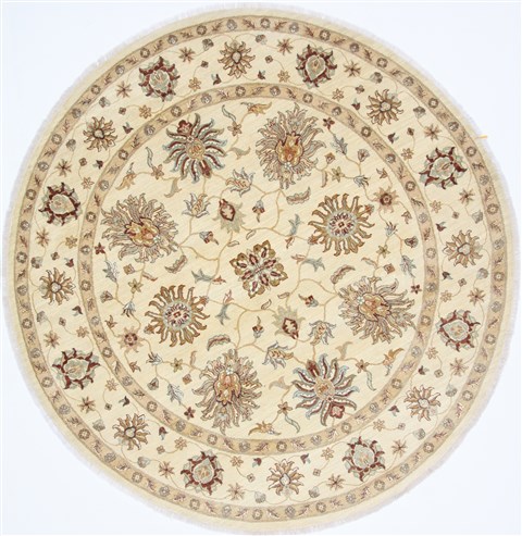 Chobi Beige Round Hand Knotted 80 X 82 Area Rug 250-26434 Image 0