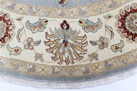 Chobi Blue Round Hand Knotted 81 X 81 Area Rug 250-26436 Image 3