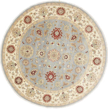 Chobi Blue Round Hand Knotted 8'1" X 8'1"  Area Rug 250-26436