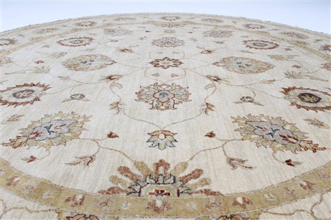 Chobi Beige Round Hand Knotted 80 X 81 Area Rug 250-26441 Image 2