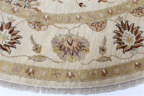 Chobi Beige Round Hand Knotted 80 X 81 Area Rug 250-26441 Image 3