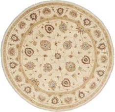 Chobi Beige Round Hand Knotted 8'0" X 8'1"  Area Rug 250-26441