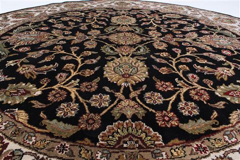 Jaipur Black Round Hand Knotted 79 X 711 Area Rug 250-26444 Image 3