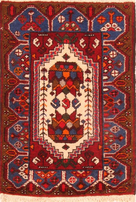 Hamedan Red Square Hand Knotted 18 X 24  Area Rug 100-26456 Image 0