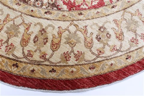 Chobi Red Round Hand Knotted 83 X 84 Area Rug 250-26469 Image 4