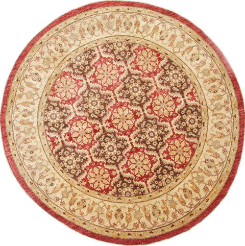 Chobi Red Round Hand Knotted 83 X 84 Area Rug 250-26469 Image 0