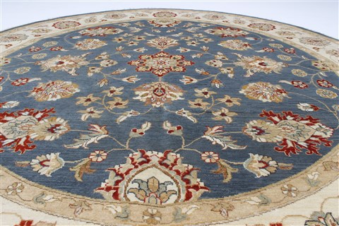 Chobi Blue Round Hand Knotted 79 X 80 Area Rug 250-26470 Image 2