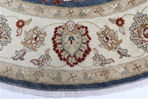 Chobi Blue Round Hand Knotted 79 X 80 Area Rug 250-26470 Image 3