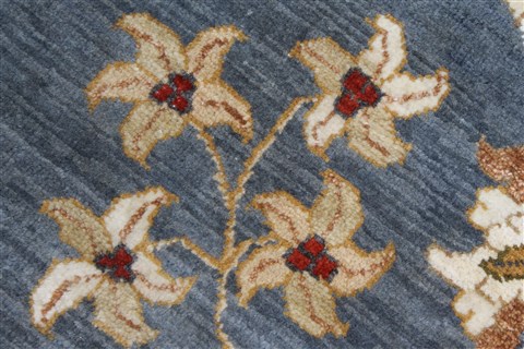 Chobi Blue Round Hand Knotted 79 X 80 Area Rug 250-26470 Image 6
