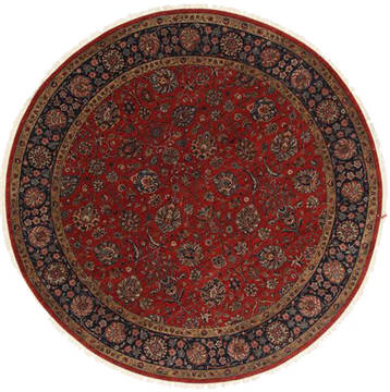 Tabriz Blue Round Hand Knotted 7'11" X 7'11"  Area Rug 250-26472